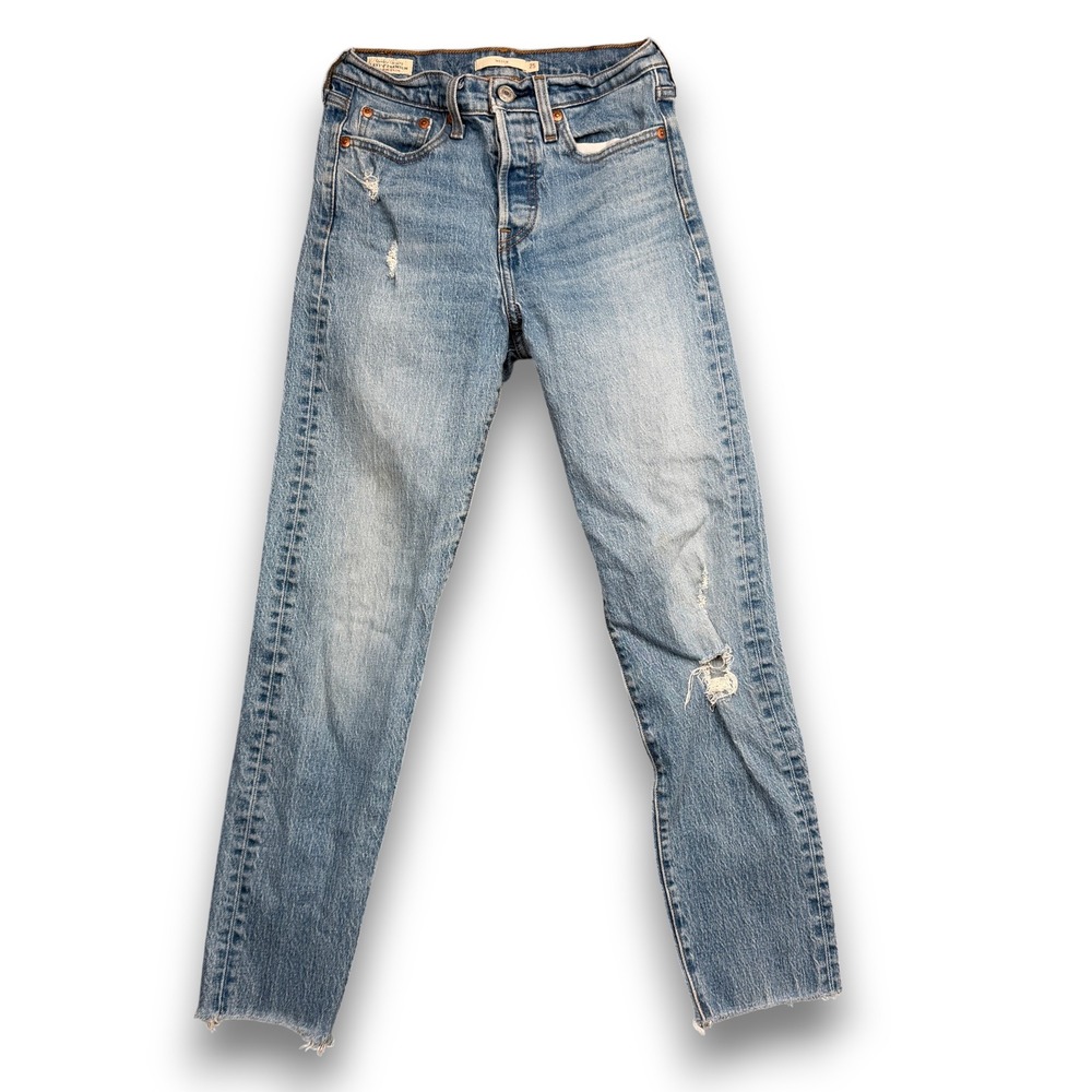 Levi Strauss & Co. Wedgie Jeans Womens 25 Blue Distressed Raw Hem High Rise